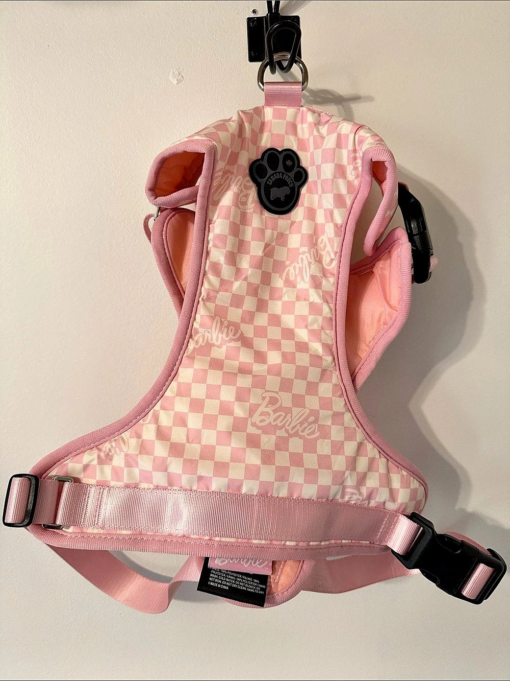 Barbie Dog Harness Checkered Pink Like New